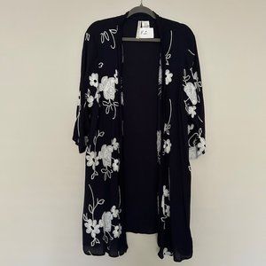 Forgotten Grace Womens Medi Floral Design Cardigan  Plus Size 1X 3/4 Sleeve